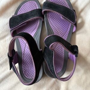 Dansko Black Suede and Purple strappy Sandals